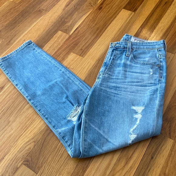 Ag Adriano Goldschmied Women’s The Phoebe High Waisted Blue Ripped Jeans Size 27 - Picture 1 of 11